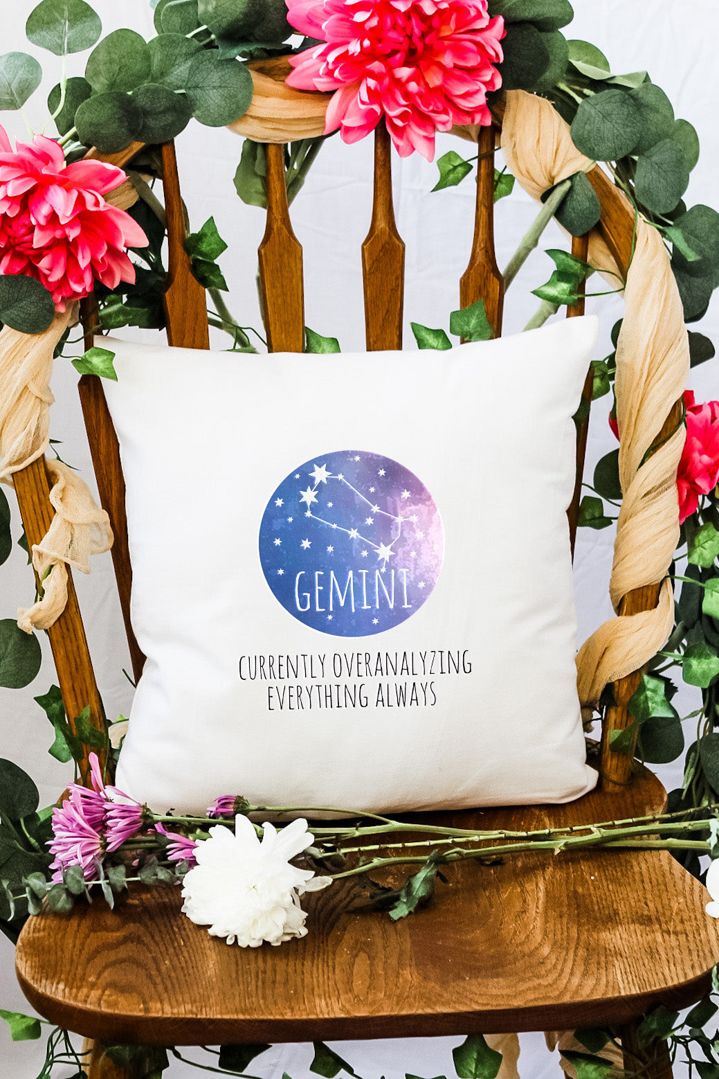 Gemini (Currently Overanalyzing Everything) - Decorative Throw Pillow - MoonlightMakers
