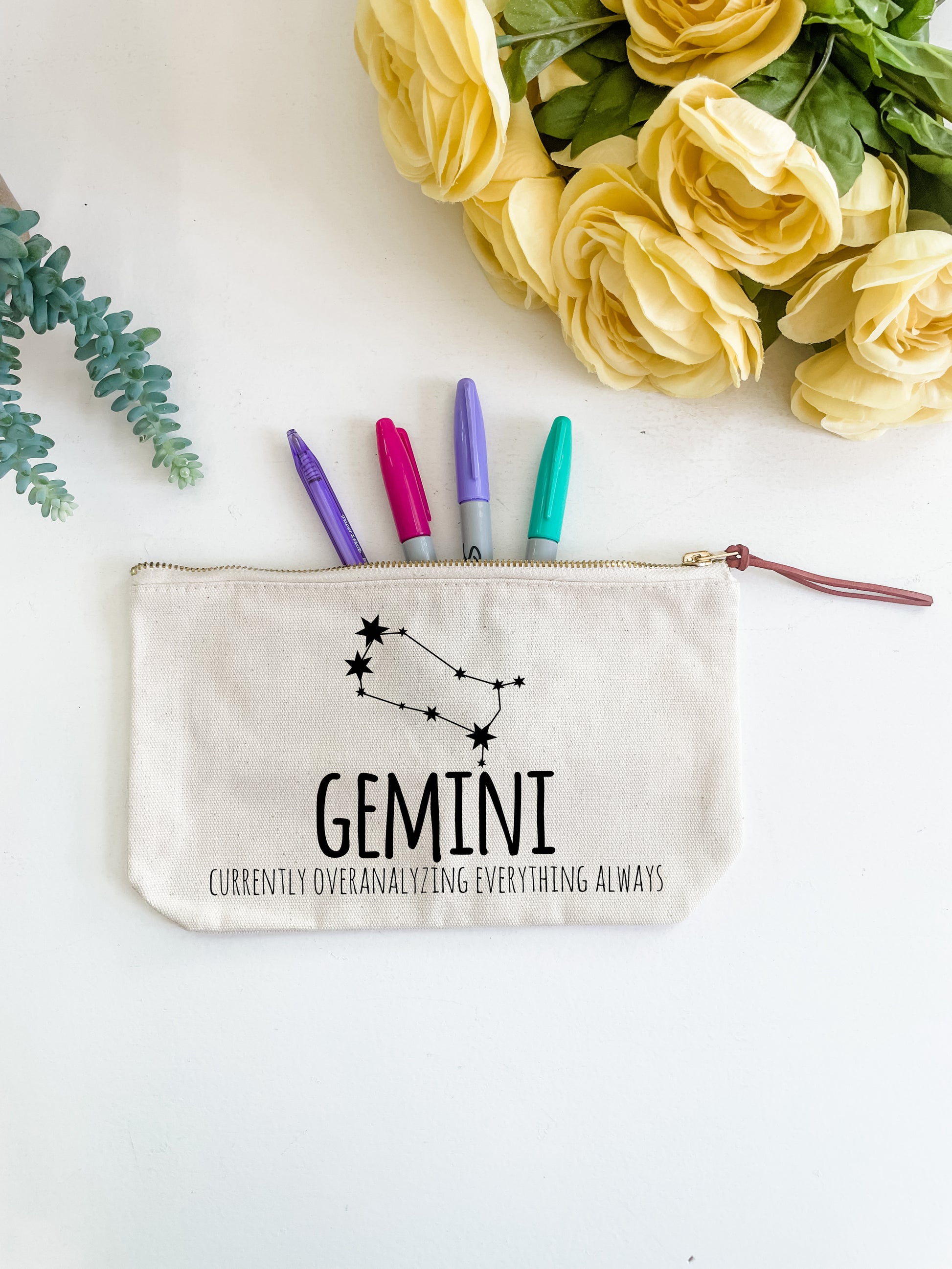 Gemini (Signs Of The Zodiac) - Canvas Zipper Pouch - MoonlightMakers