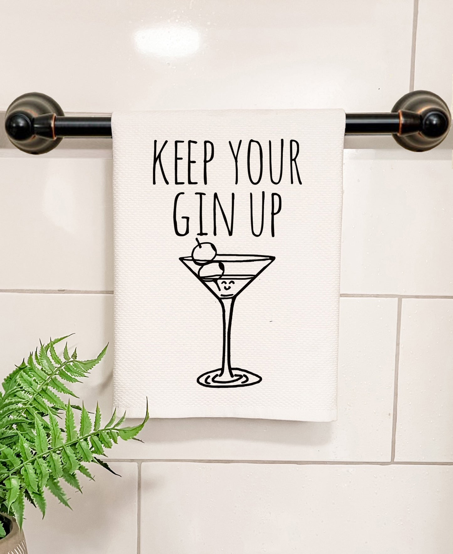 Keep Your Gin Up - Kitchen/Bathroom Hand Towel (Waffle Weave) - MoonlightMakers