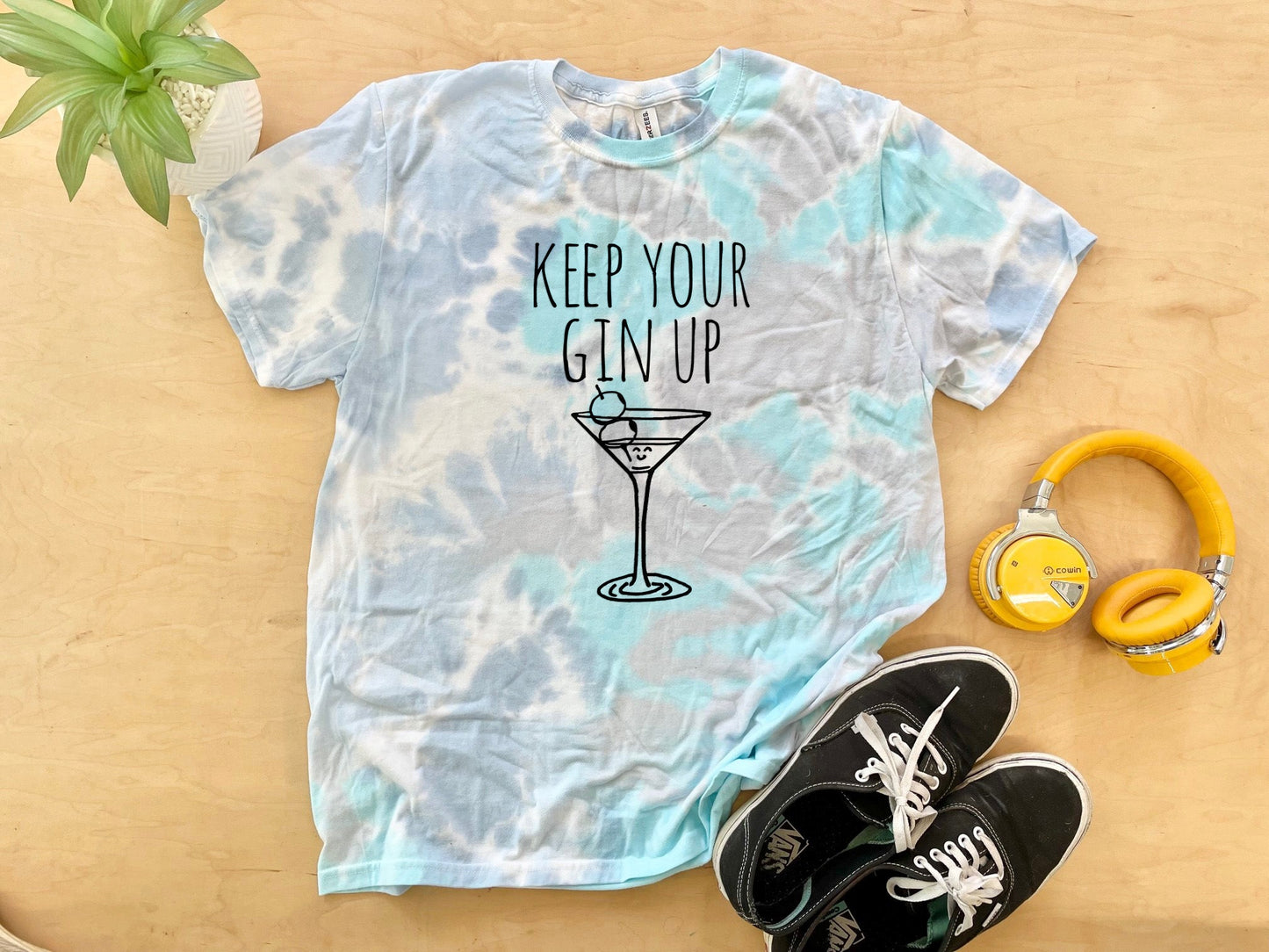 Keep Your Gin Up - Mens/Unisex Tie Dye Tee - Blue