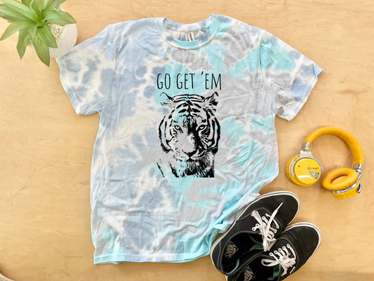 Go Get 'Em (Tiger) - Mens/Unisex Tie Dye Tee - Blue