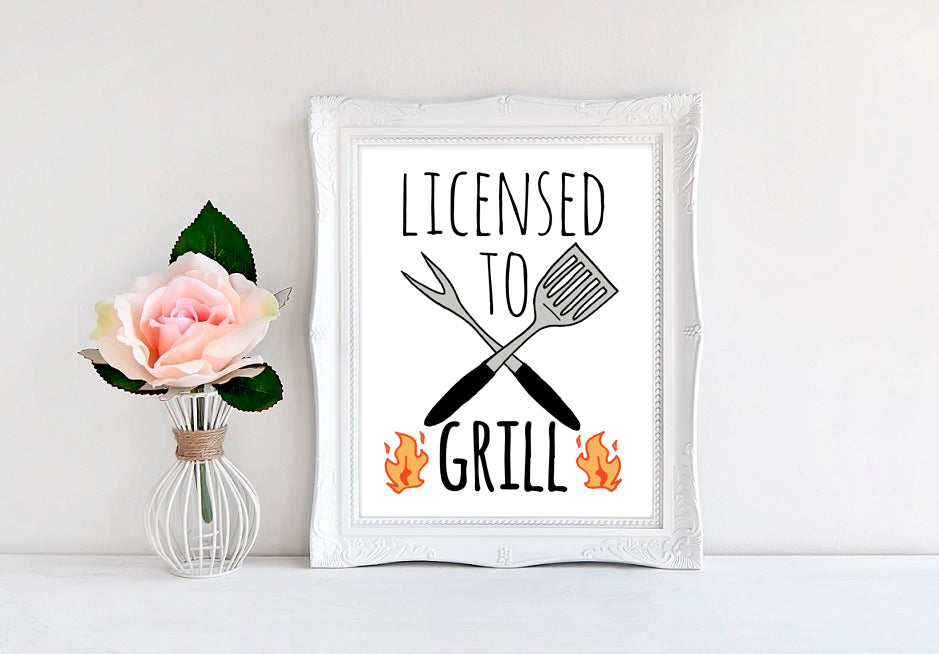 Licensed To Grill - 8"x10" Wall Print - MoonlightMakers