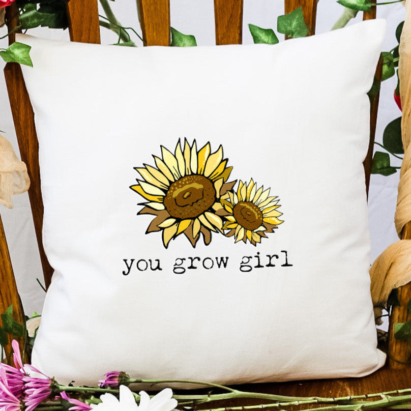 You Grow Girl - Decorative Throw Pillow - MoonlightMakers