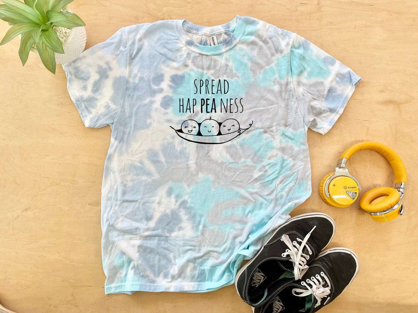 Spread Hap Pea Ness - Mens/Unisex Tie Dye Tee - Blue