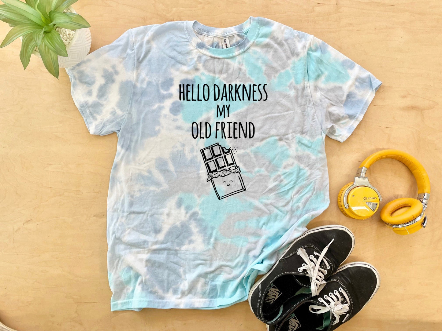 Hello Darkness My Old Friend - Mens/Unisex Tie Dye Tee - Blue