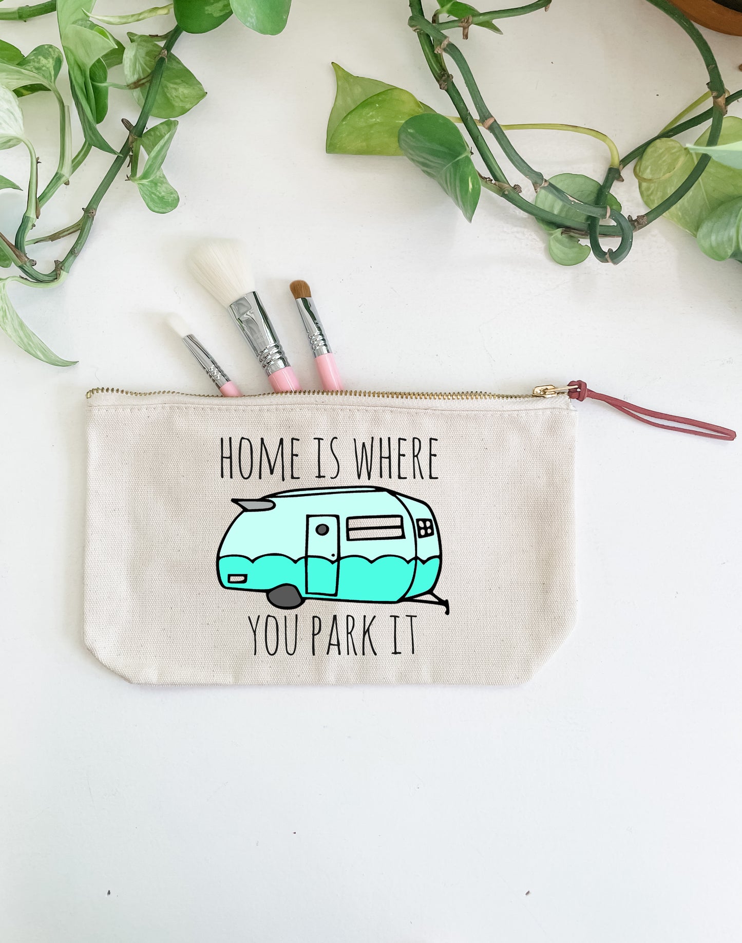Home Is Where You Park It - Canvas Zipper Pouch - MoonlightMakers