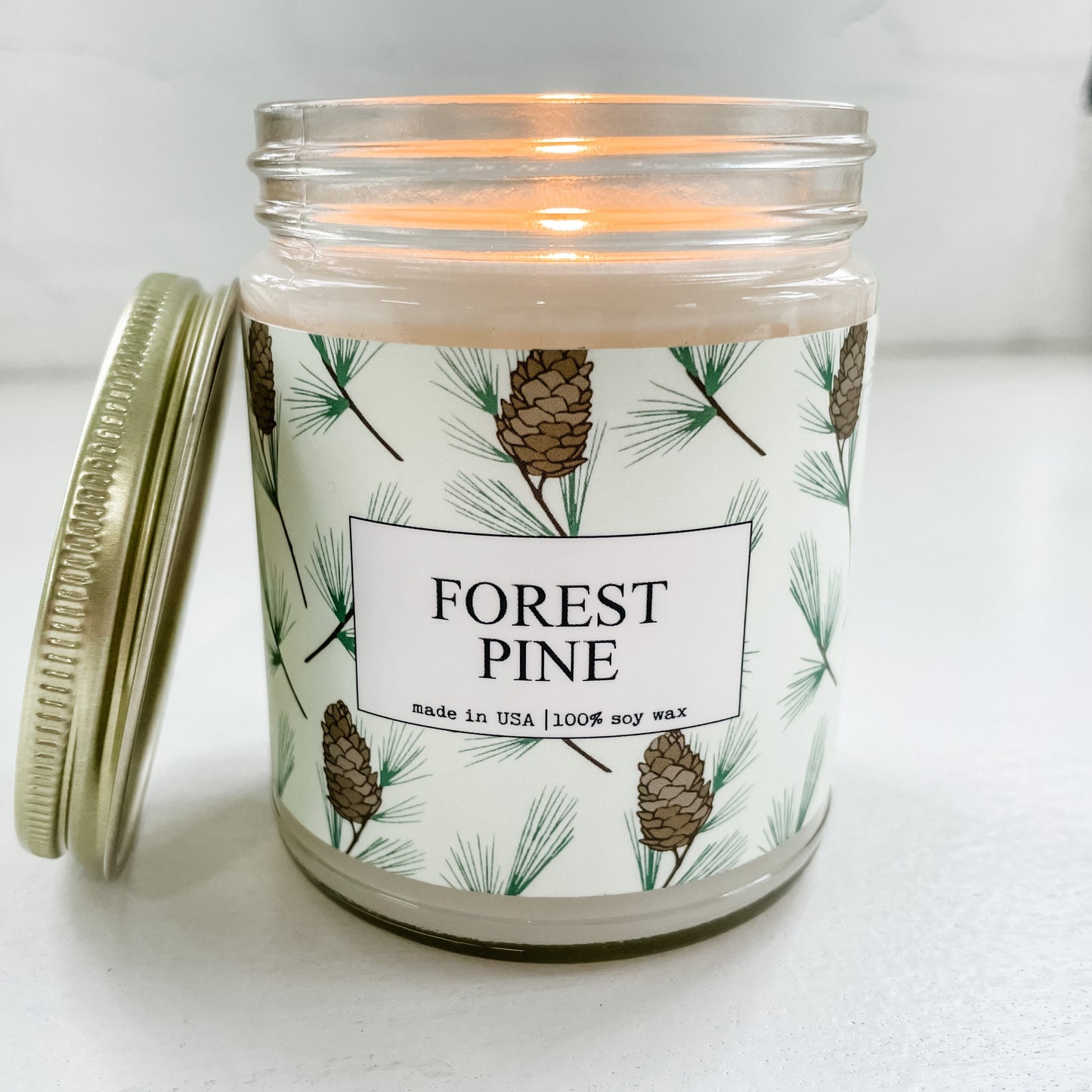 Forest Pine Scented Candle - 9oz Glass Jar Soy Candle