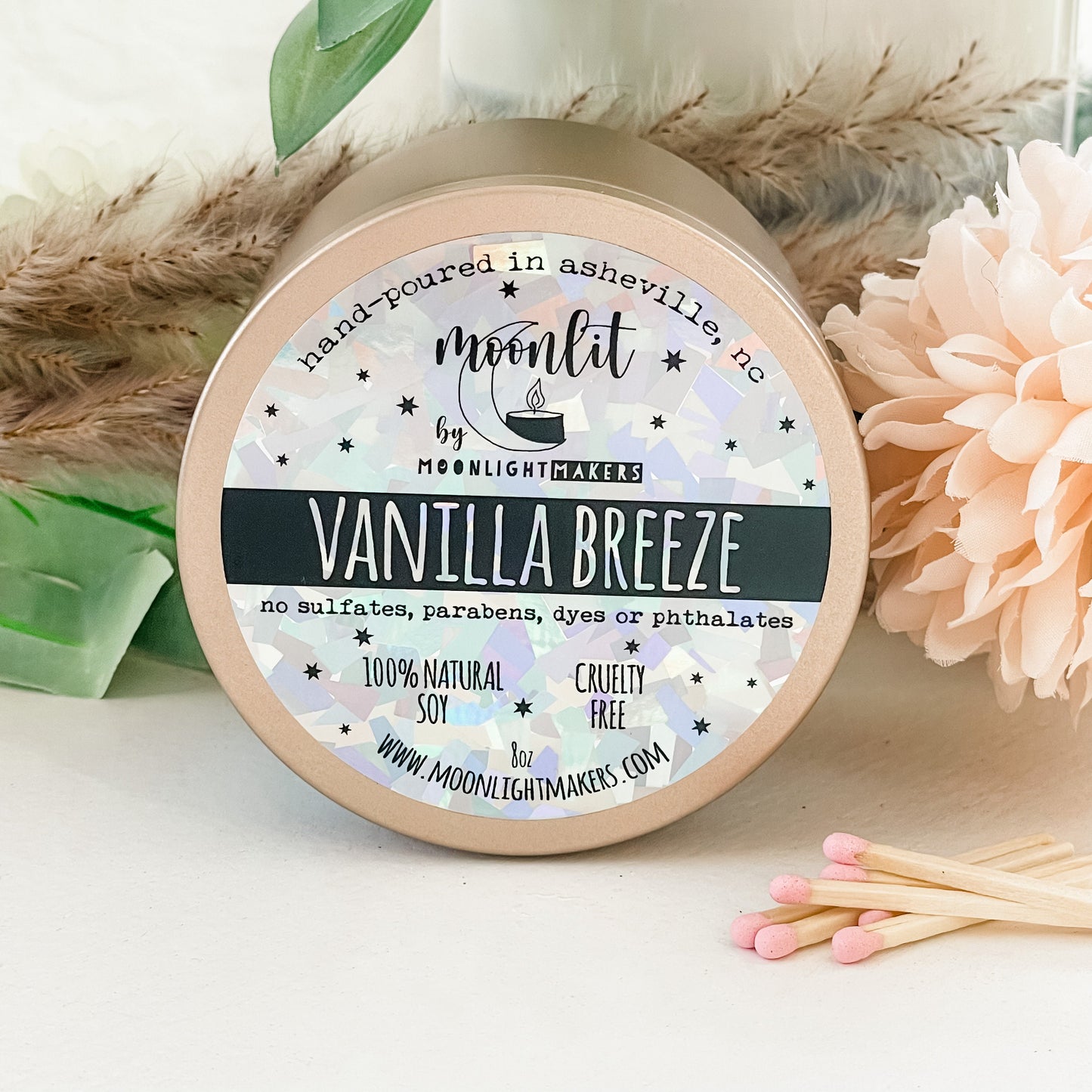 Happy Birthday (Sprinkles) - 8oz Rose Gold Candle - Vanilla Breeze - 100% Natural Soy Wax