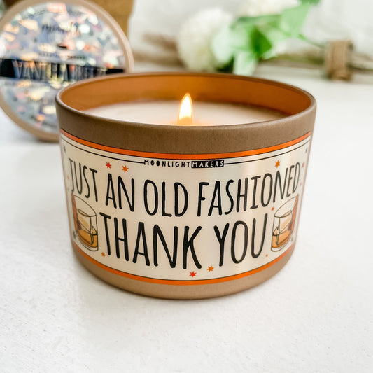 Sweet Thank You Gift, Just An Old Fashioned Thank You, 100% Natural Soy Wax Scented Candle, Vanilla Breeze, 8oz Candle Tin I Holographic