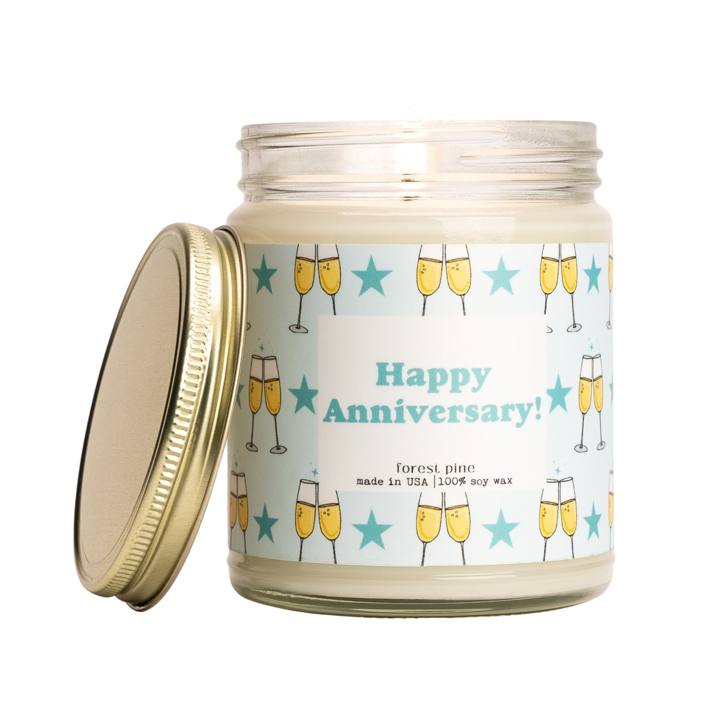 Happy Anniversary - 9oz Glass Jar Soy Candle - Forest Pine Scent