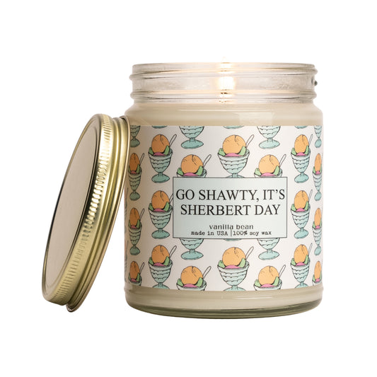 Birthday Candle, Funny Candle, Go Shawty, It's Sherbert Day, Vanilla Bean, 100% Natural Soy Wax Scented Candle, Clean Burn, 9oz Glass Jar