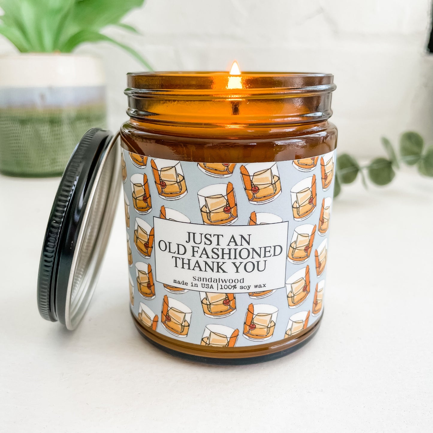 Just An Old Fashioned Thank You - 9oz Glass Jar Soy Candle - Sandalwood