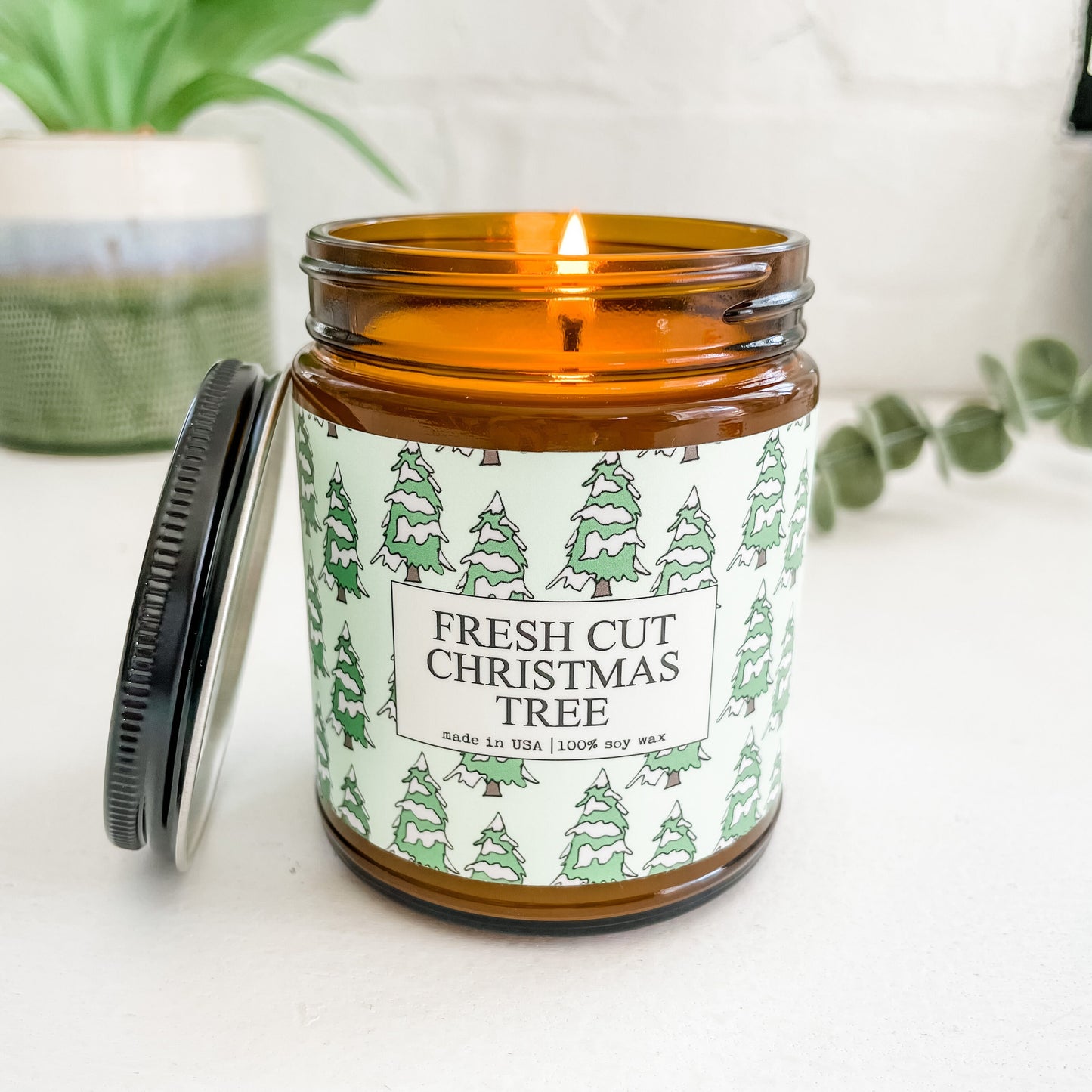Fresh Cut Christmas Tree Scented Candle - 9oz Glass Jar Soy Candle - Christmas Candle