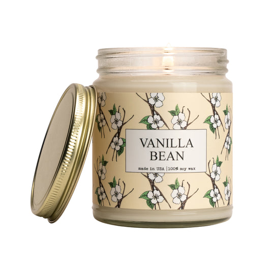 Vanilla Bean Scented Candle - 9oz Glass Jar Soy Candle