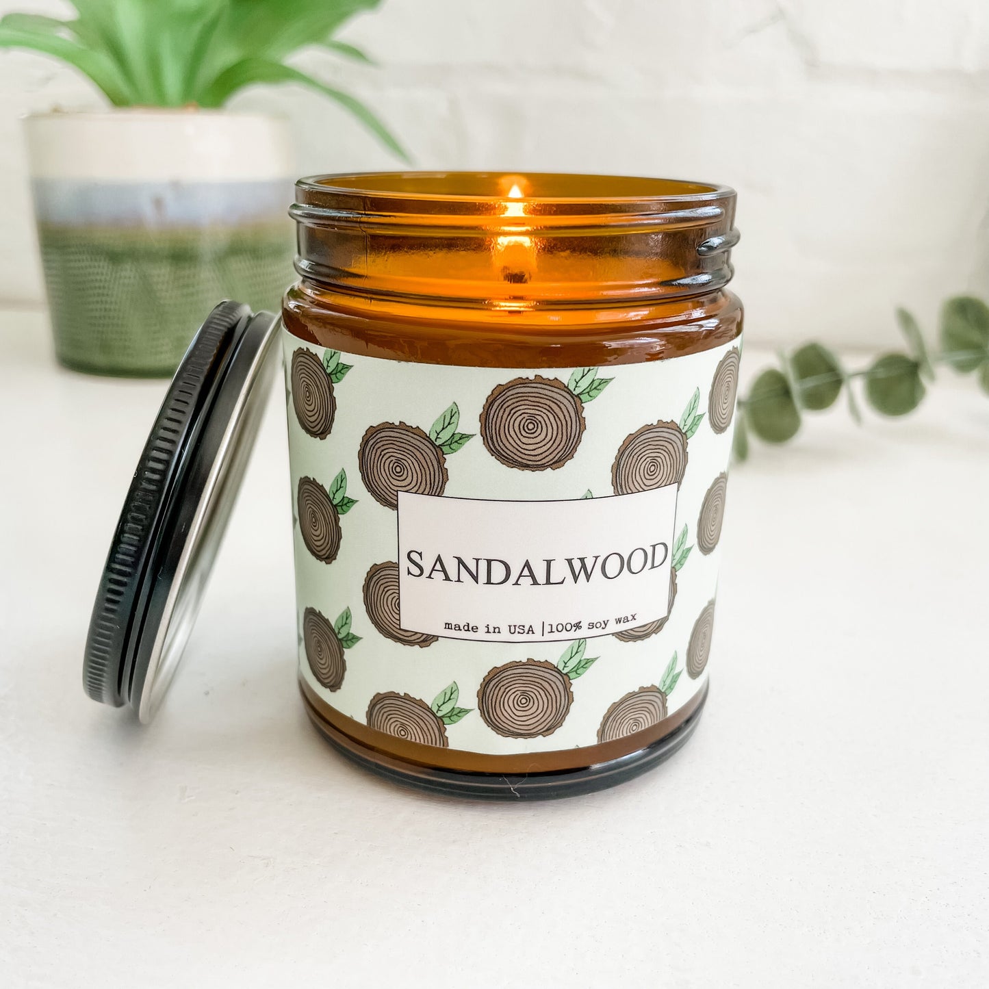 Sandalwood Scented Candle - 9oz Glass Jar Candle