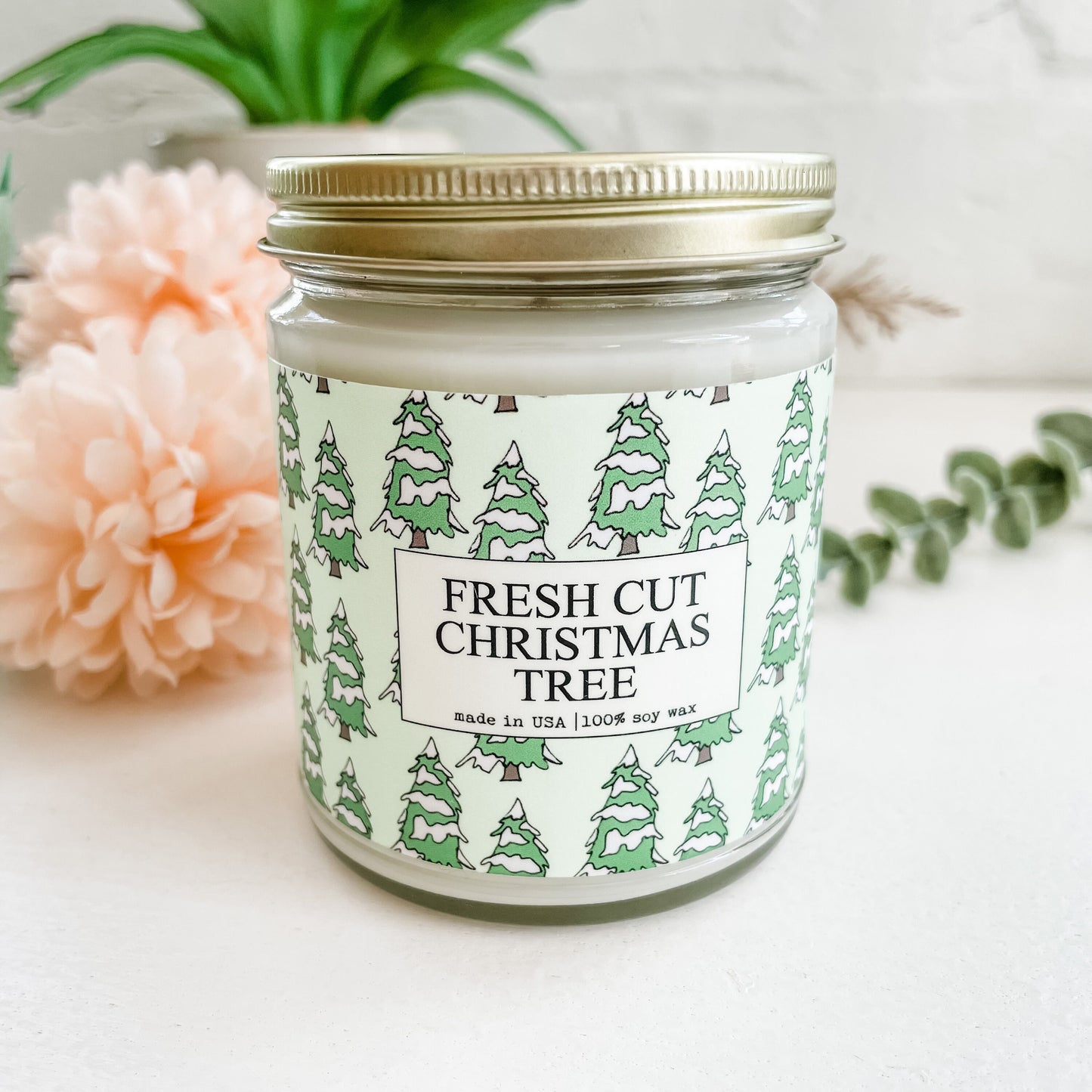 Fresh Cut Christmas Tree Scented Candle - 9oz Glass Jar Soy Candle - Christmas Candle