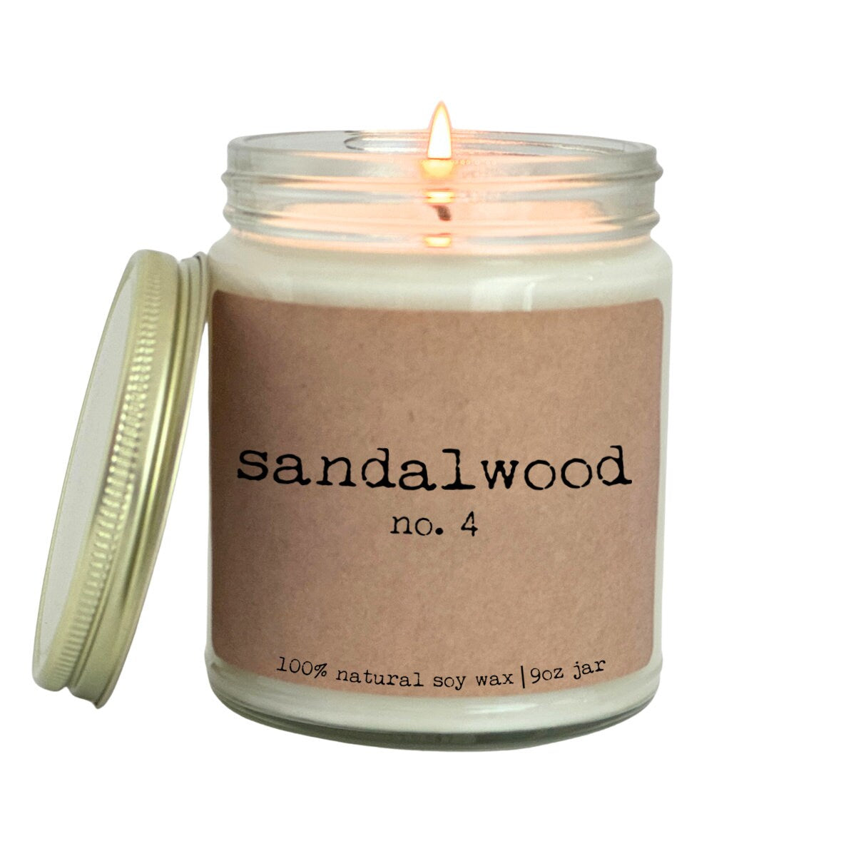 sandalwood candle in a jar with a lid