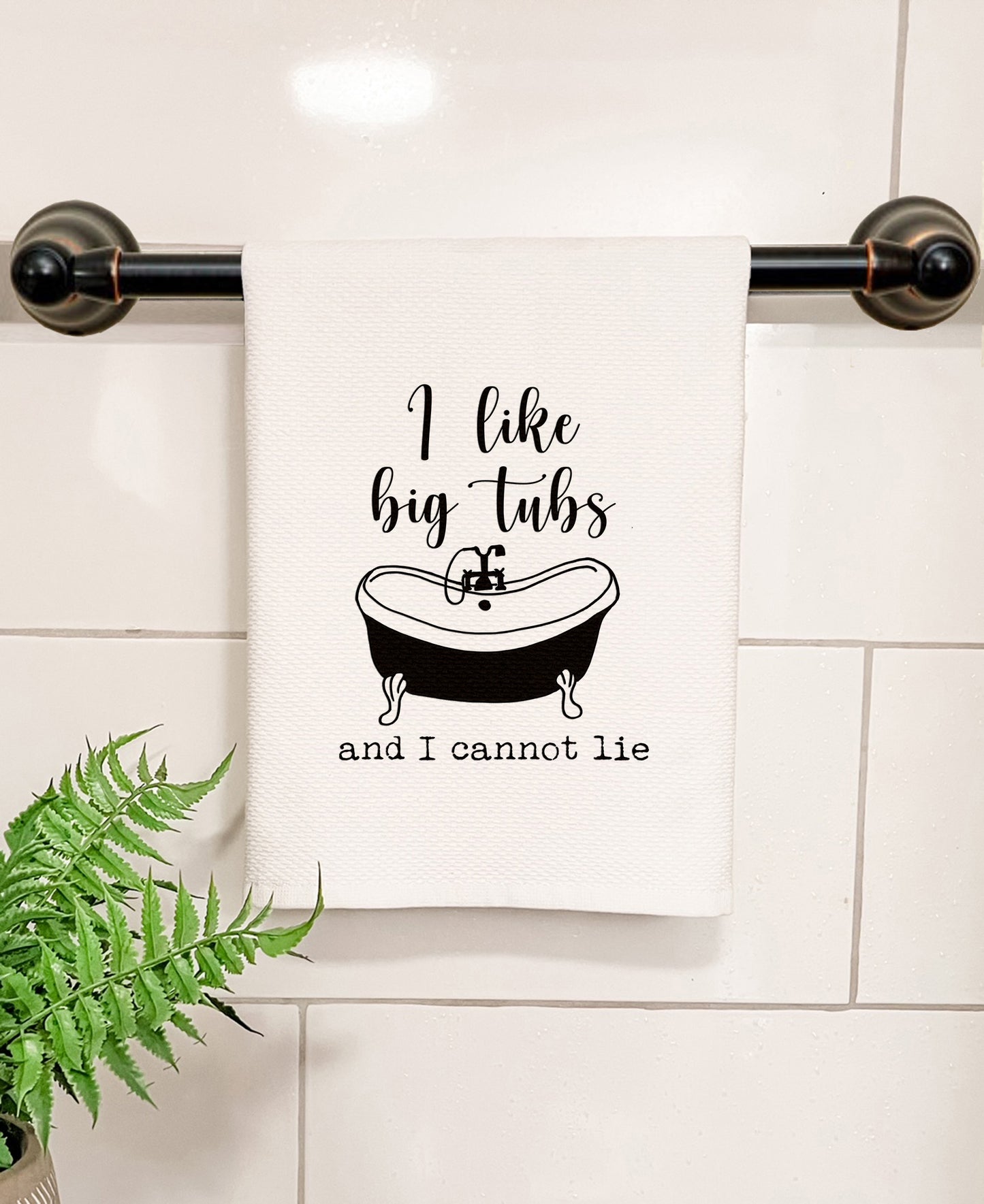 I Like Big Tubs & I Cannot Lie - Kitchen/Bathroom Hand Towel (Waffle Weave) - MoonlightMakers