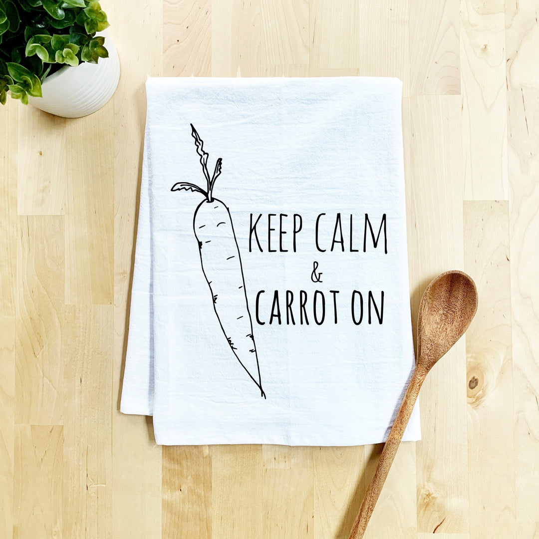 Keep Calm and Carrot On Dish Towel - White Or Gray - MoonlightMakers