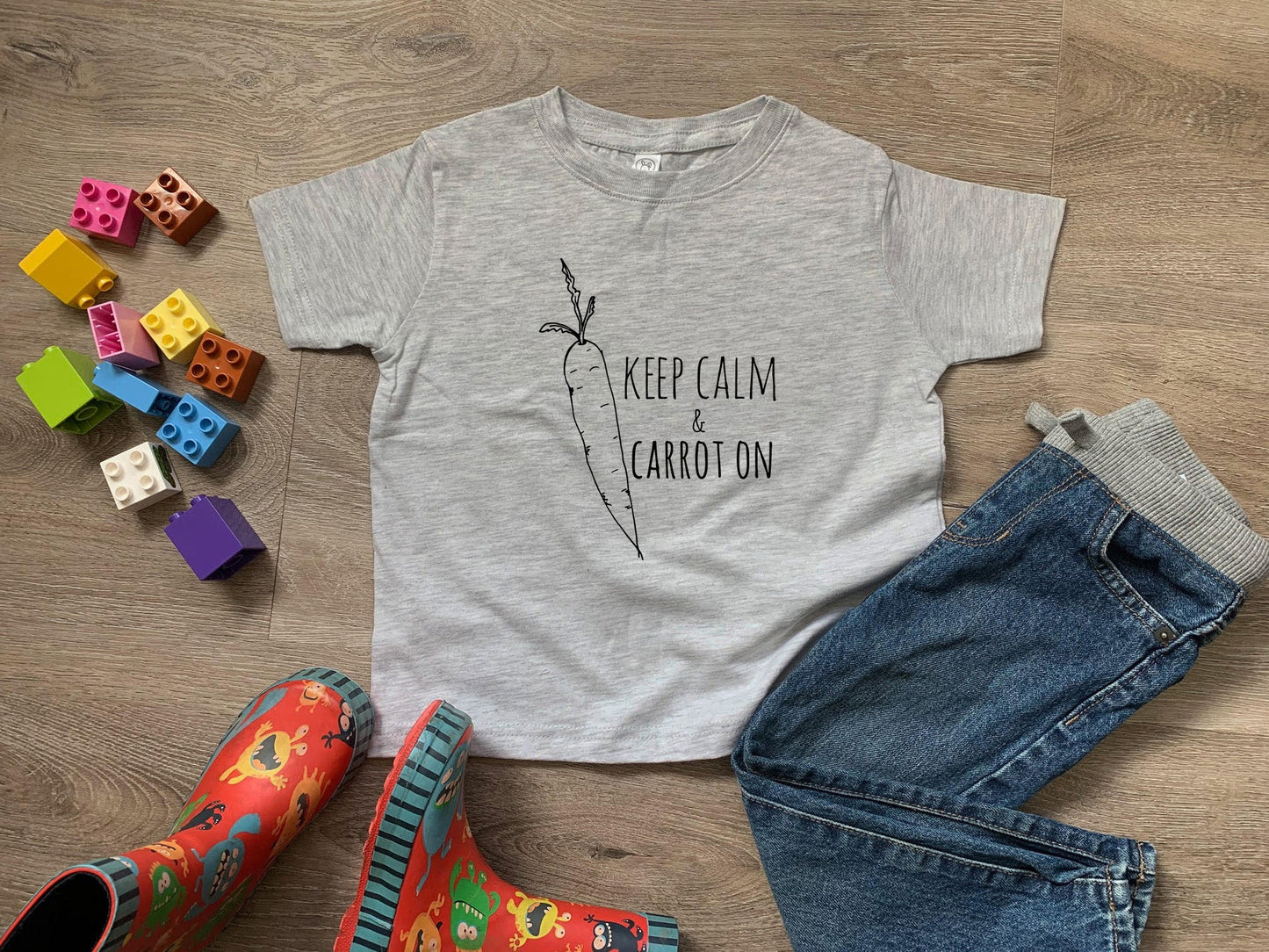 Keep Calm and Carrot On - Toddler Tee - Heather Gray