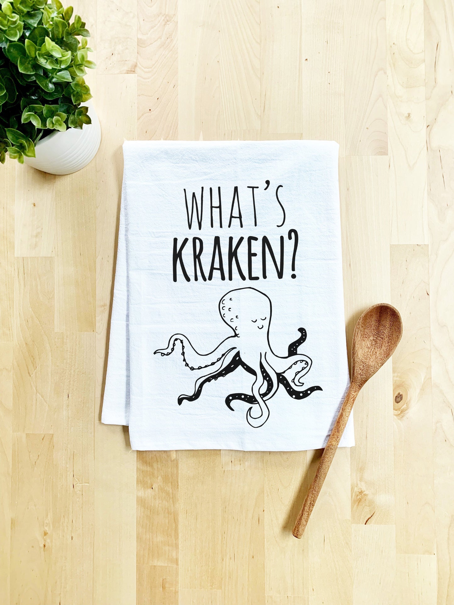 What's Kraken - Dish Towel - White Or Gray - MoonlightMakers