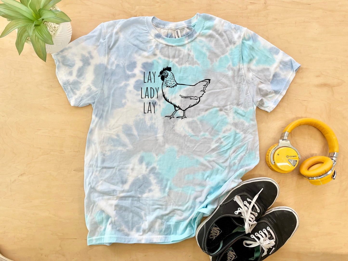 Lay Lady Lay (Chicken) - Mens/Unisex Tie Dye Tee - Blue