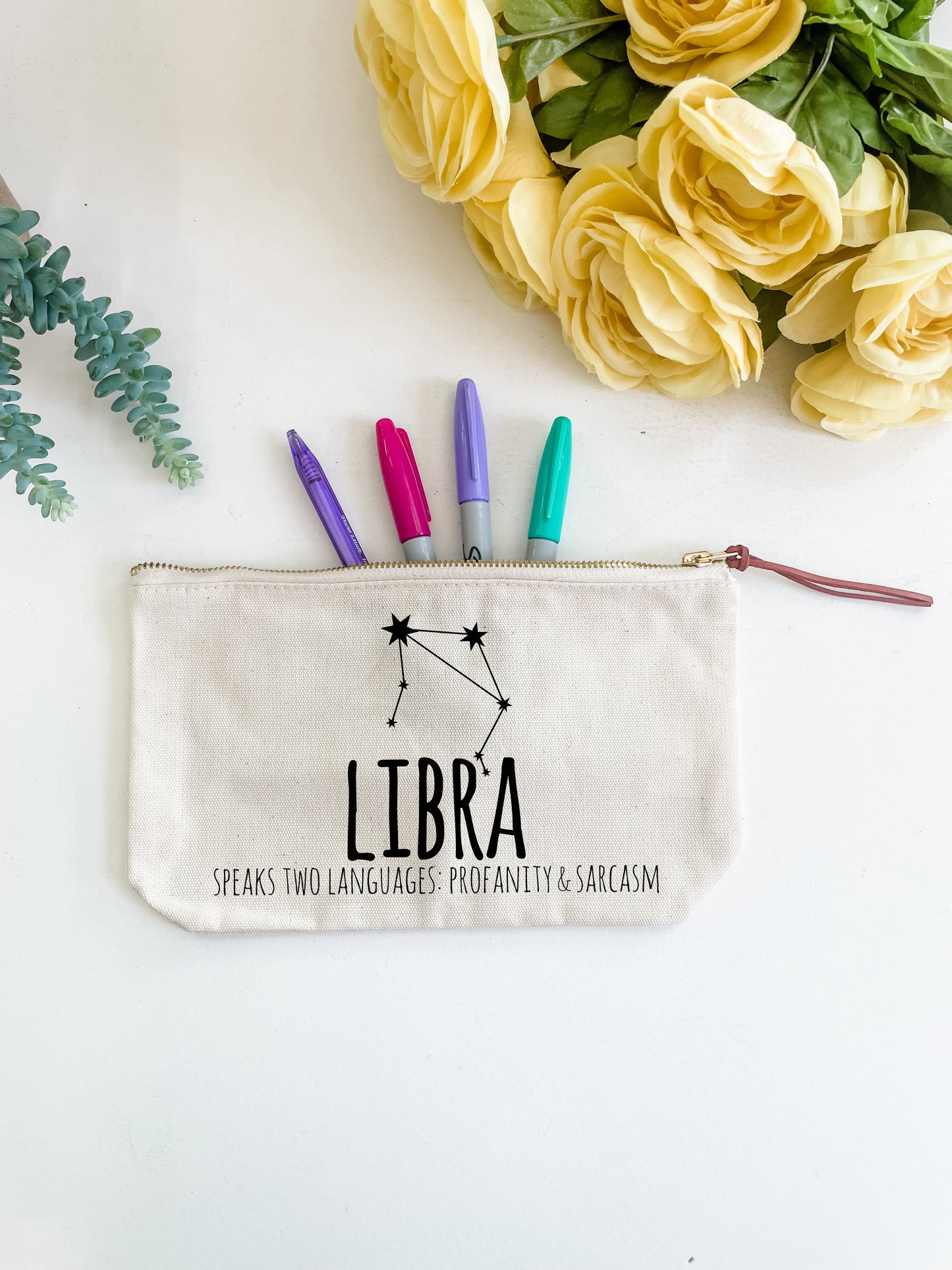 Libra (Signs Of The Zodiac) - Canvas Zipper Pouch - MoonlightMakers