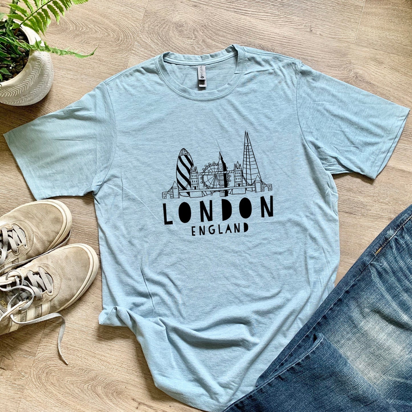 London Skyline - Men's / Unisex Tee - Stonewash Blue, Sage, Lavender, or Heather Gray