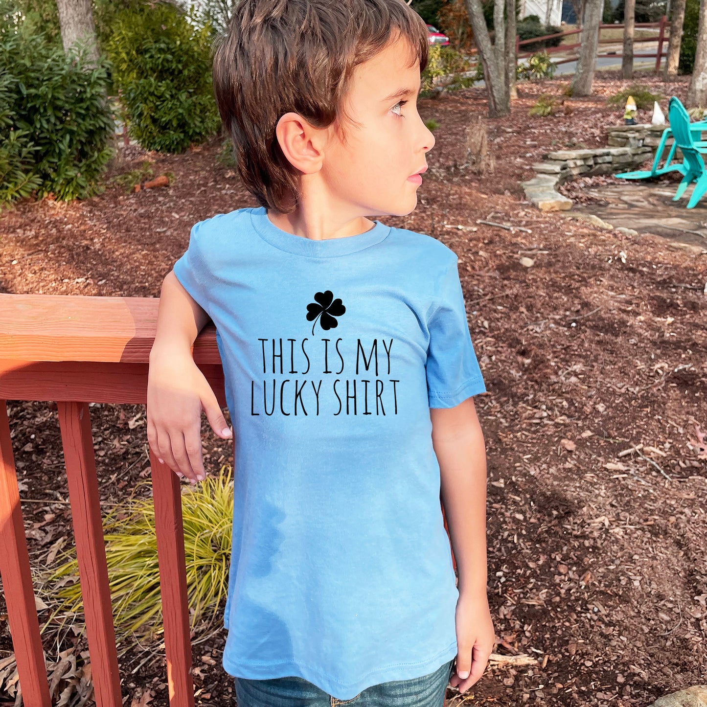 Lucky Shirt (Four Leaf Clover) - Kid's Tee - Columbia Blue or Lavender
