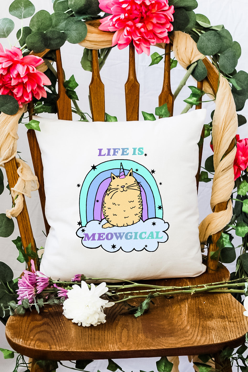 Life Is Meowgical - Decorative Throw Pillow - MoonlightMakers
