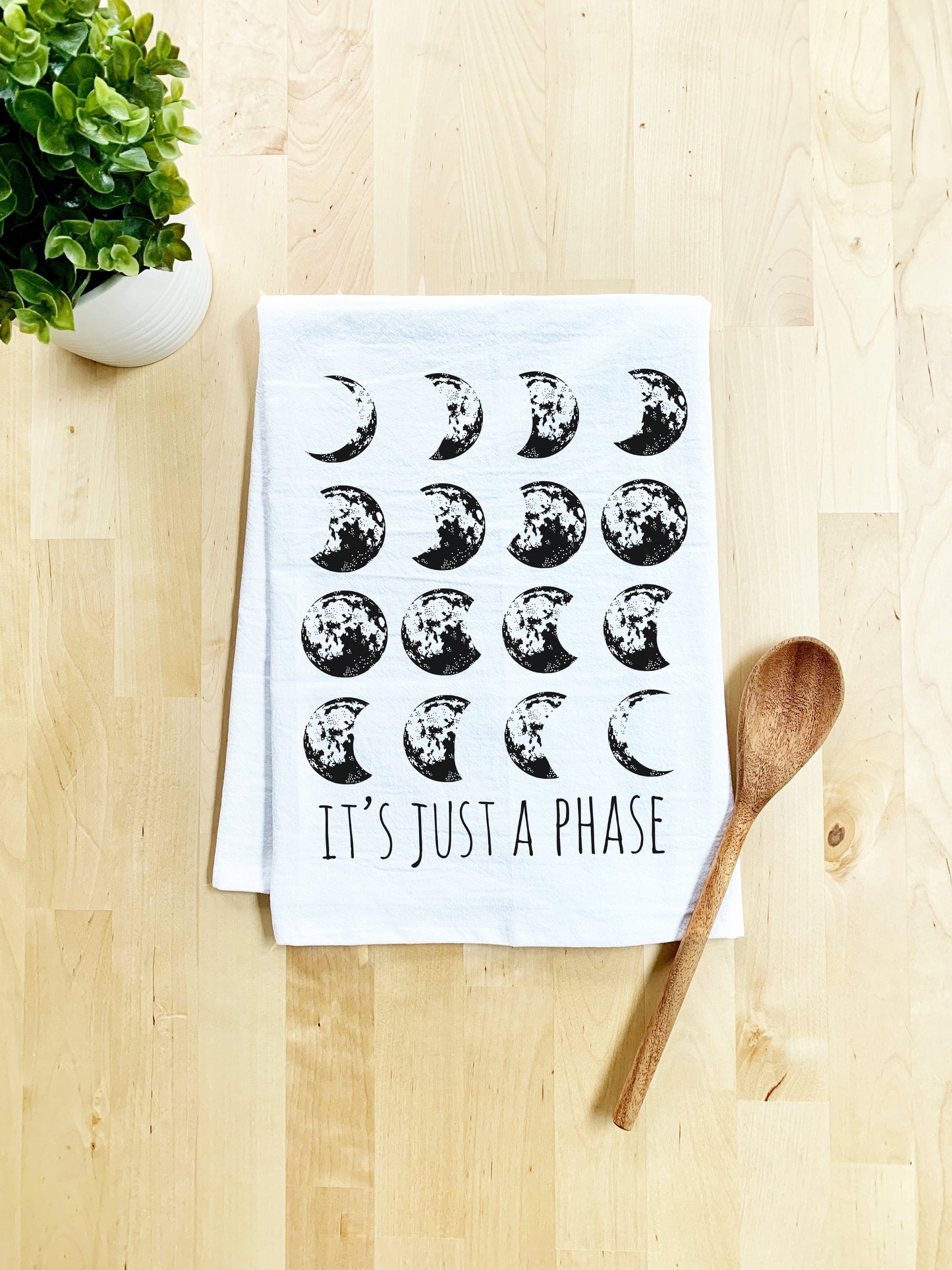 It's Just A Phase, Moon Towel Dish Towel - White Or Gray - MoonlightMakers