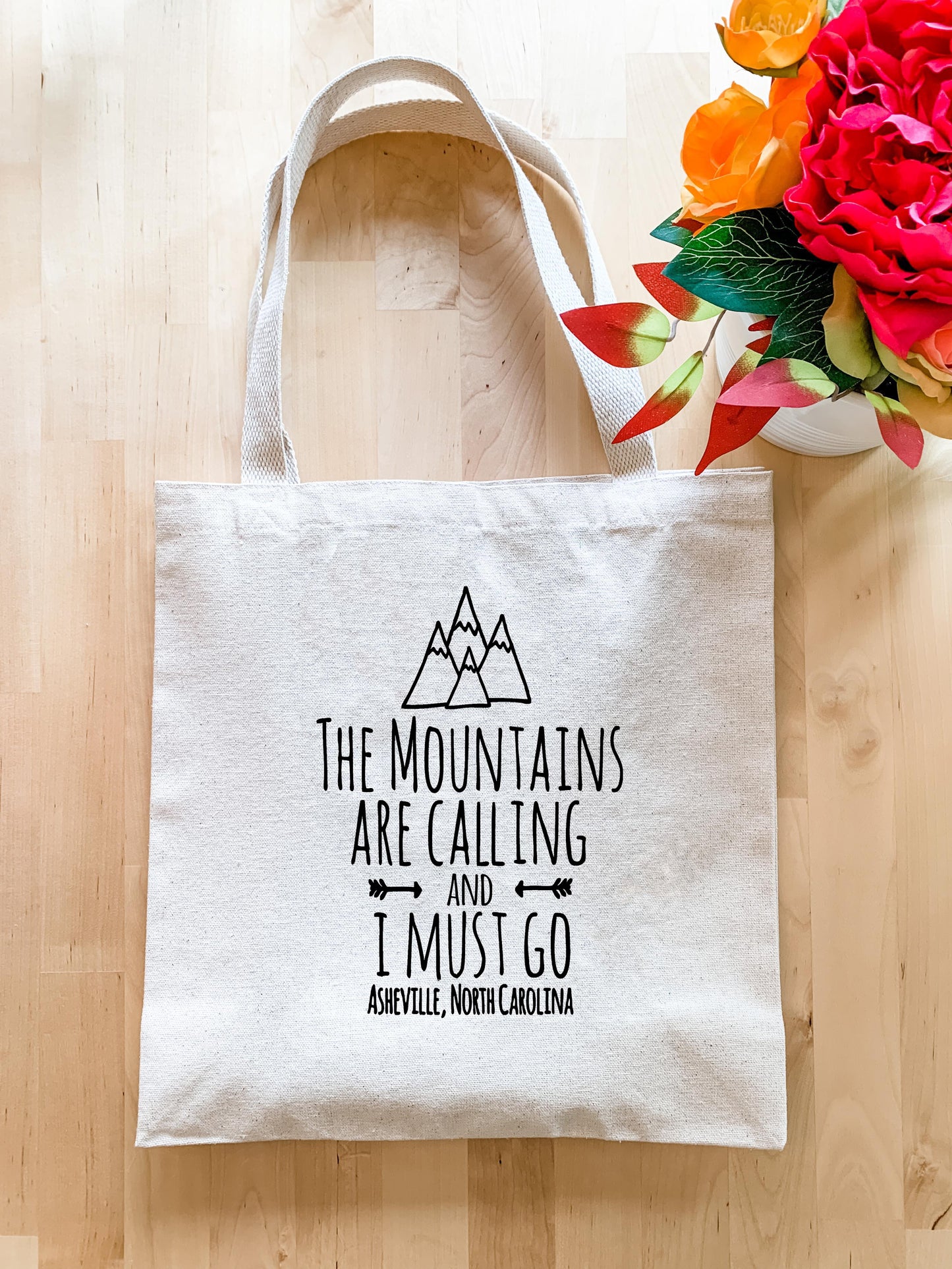The Mountains are Calling and I Must Go, Asheville NC - Tote Bag - MoonlightMakers