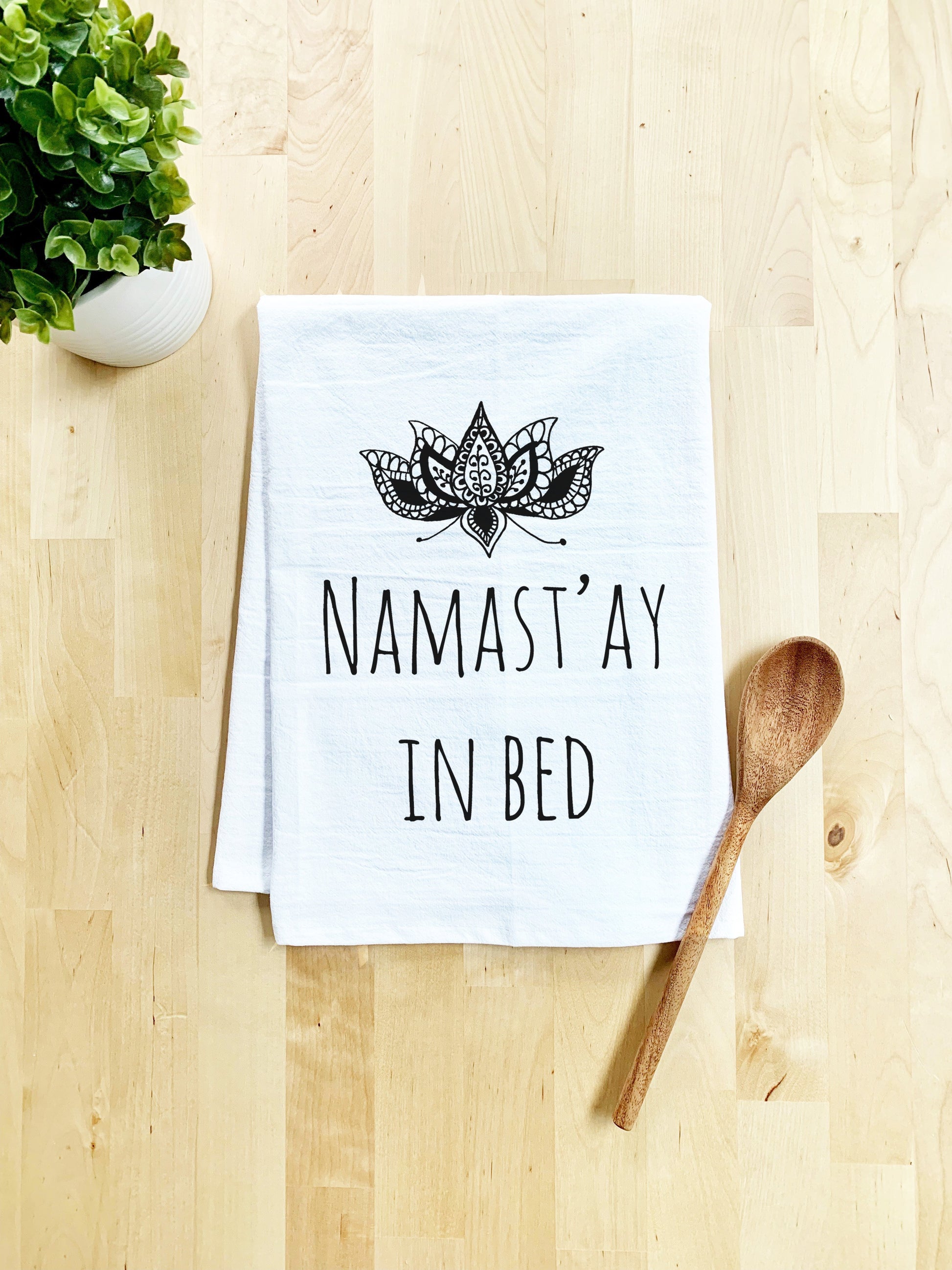 Namast'ay in Bed Dish Towel - White Or Gray - MoonlightMakers