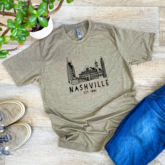 Nashville Skyline - Men's / Unisex Tee - Stonewash Blue or Sage