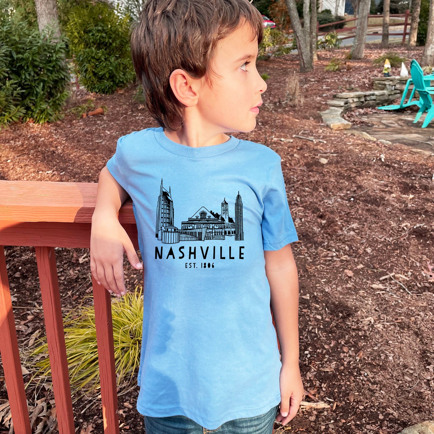 Nashville Skyline - Kid's Tee - Columbia Blue or Lavender