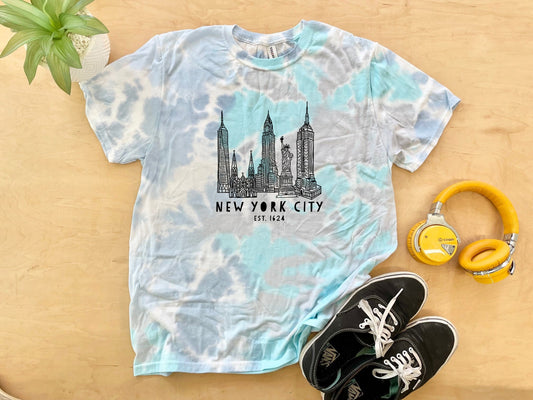 New York City Skyline (NYC) - Mens/Unisex Tie Dye Tee - Blue