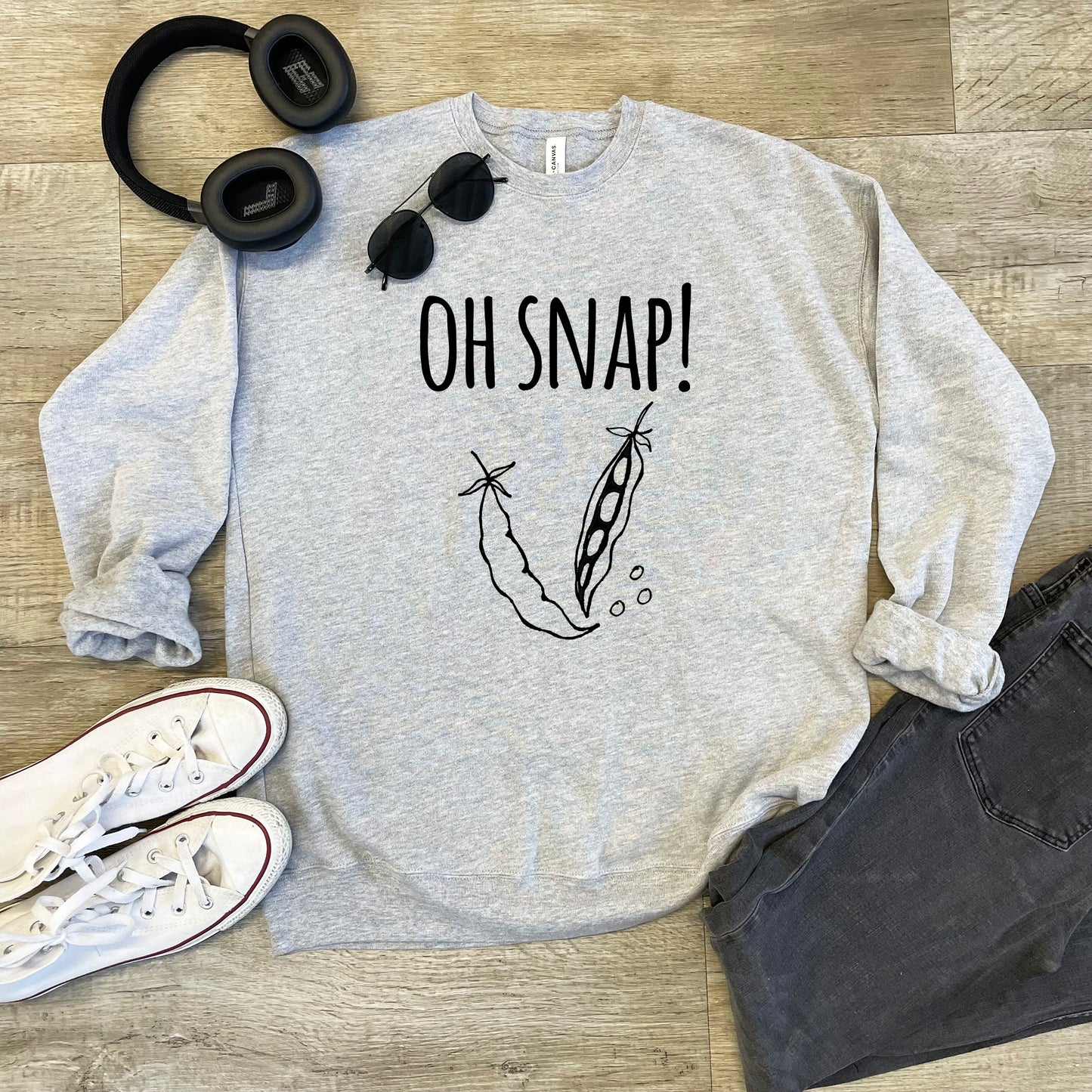 Oh Snap (Peas) - Unisex Sweatshirt - Heather Gray or Dusty Blue