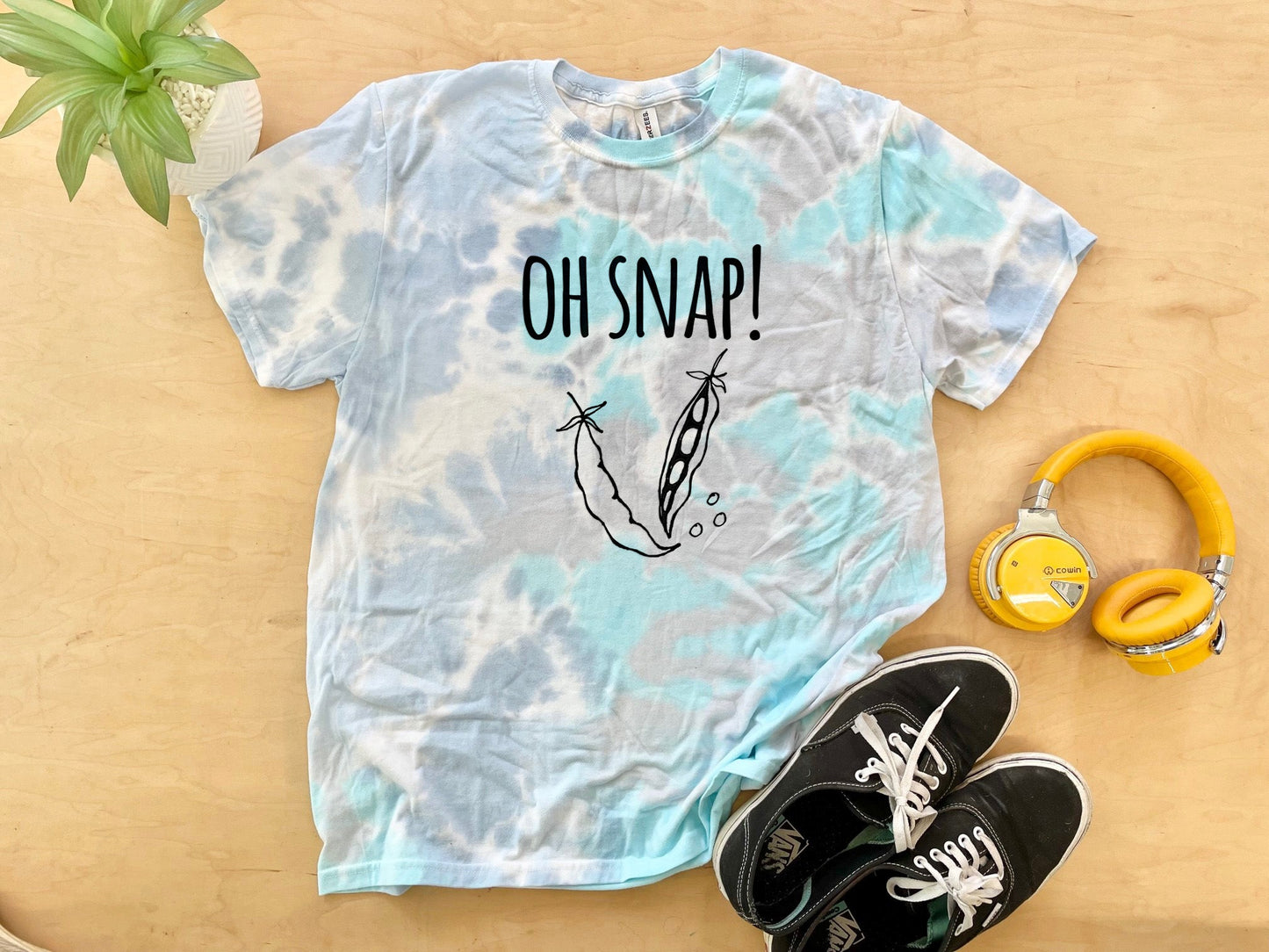 Oh Snap (Peas) - Mens/Unisex Tie Dye Tee - Blue