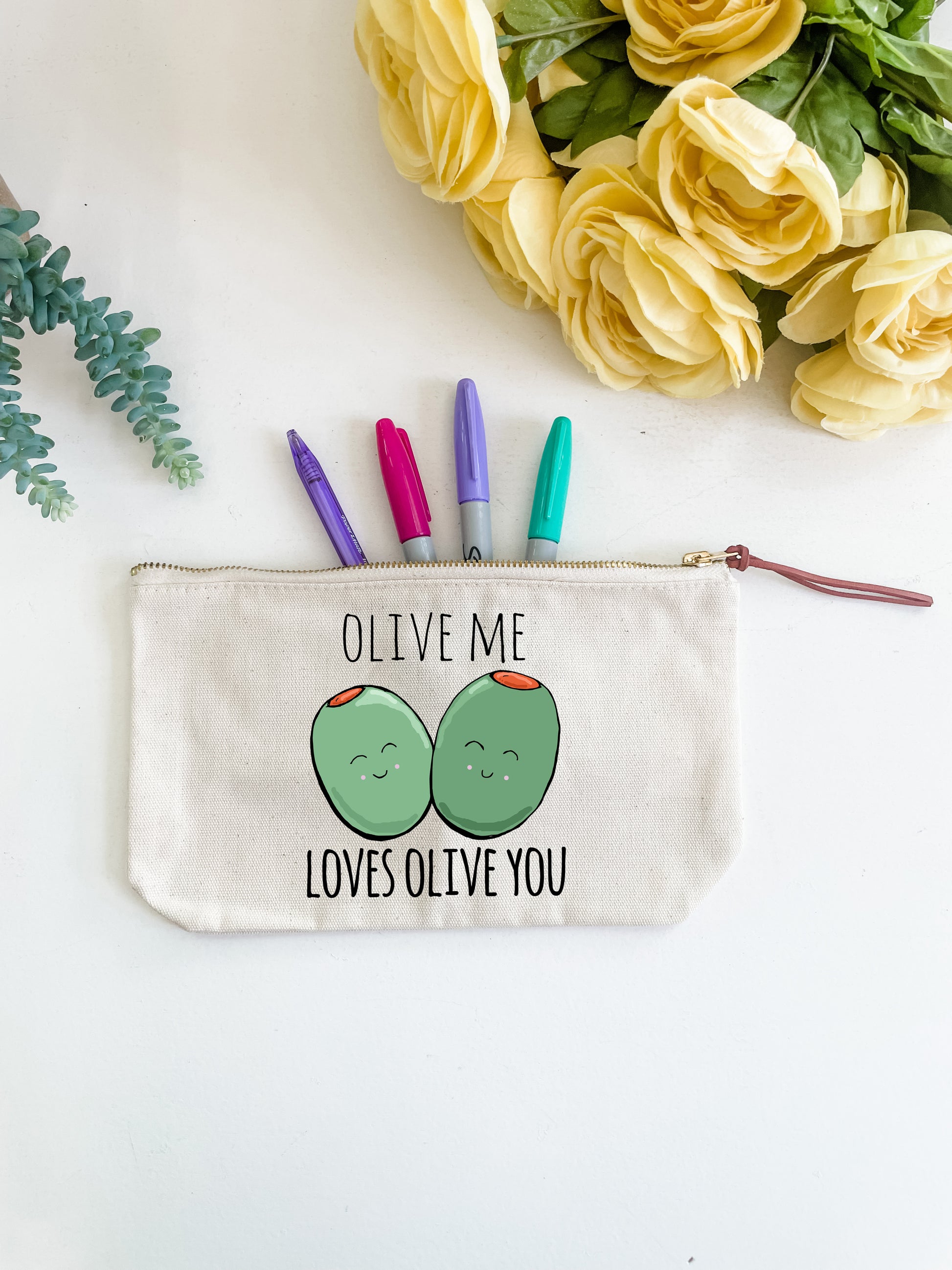 Olive Me Loves Olive You - Canvas Zipper Pouch - MoonlightMakers