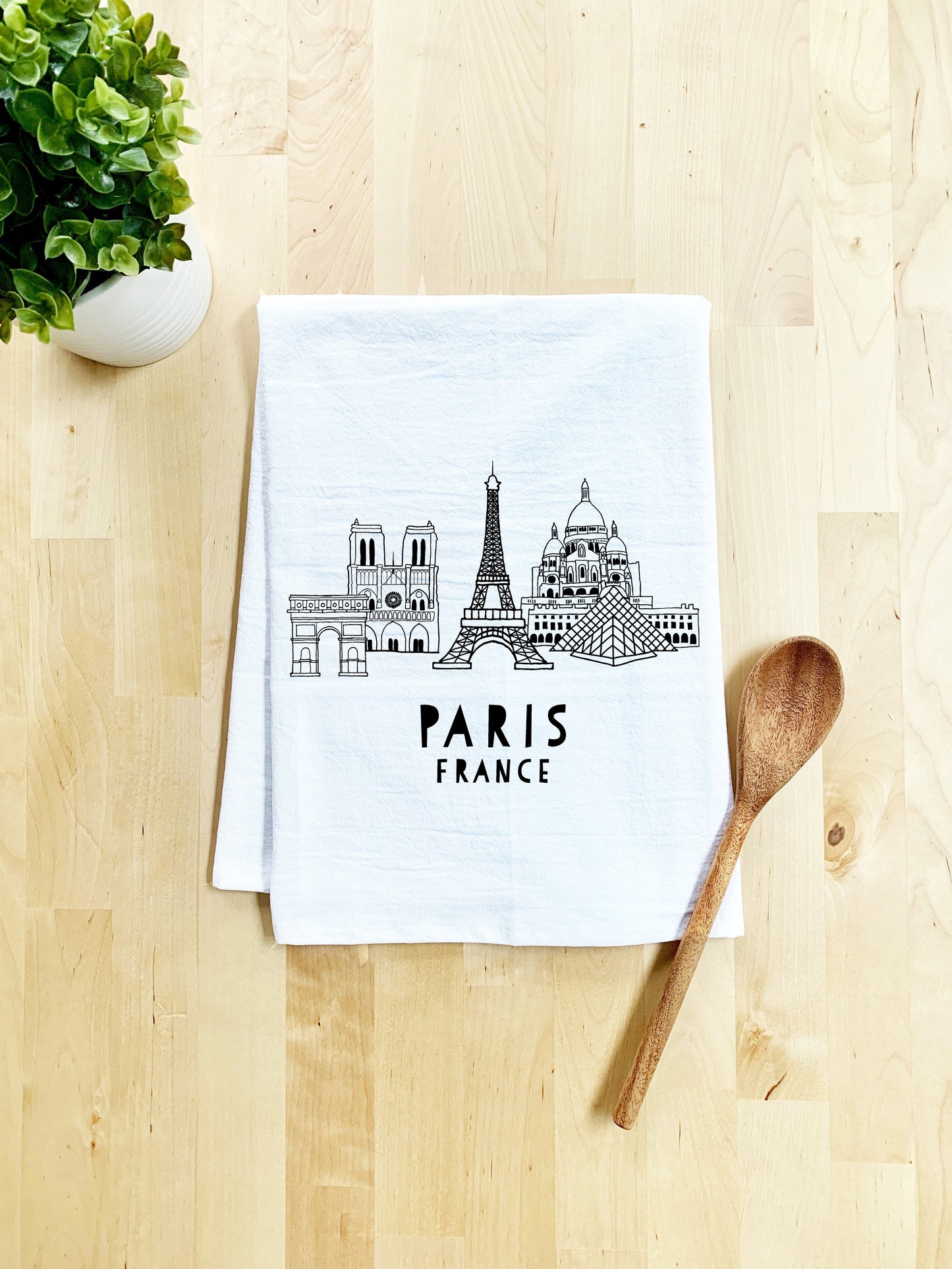 Paris Skyline - Dish Towel - White Or Gray - MoonlightMakers