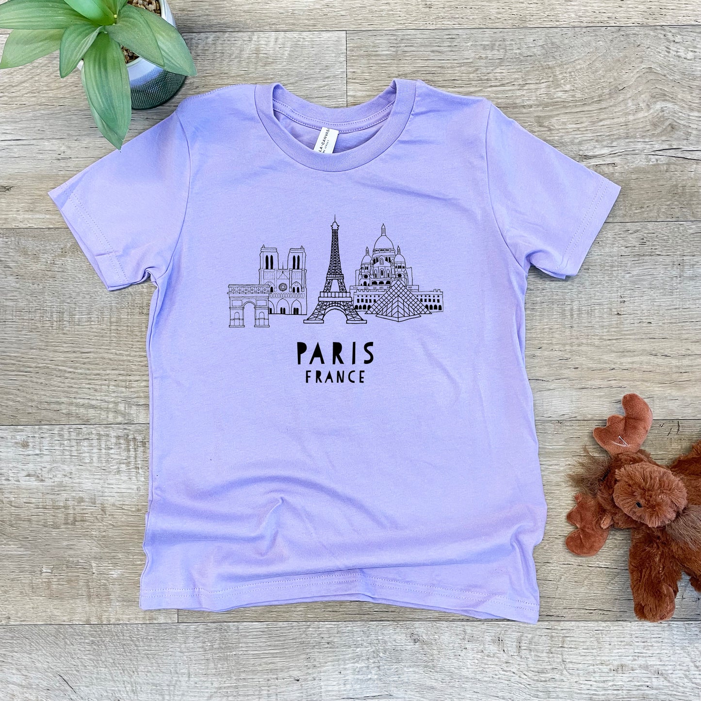 Paris Skyline - Kid's Tee - Columbia Blue or Lavender