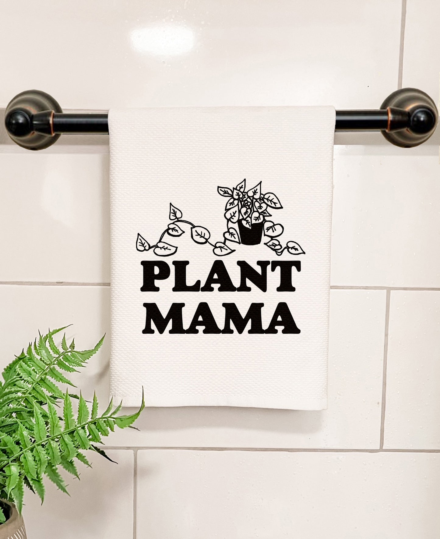 Plant Mama - Kitchen/Bathroom Hand Towel (Waffle Weave) - MoonlightMakers