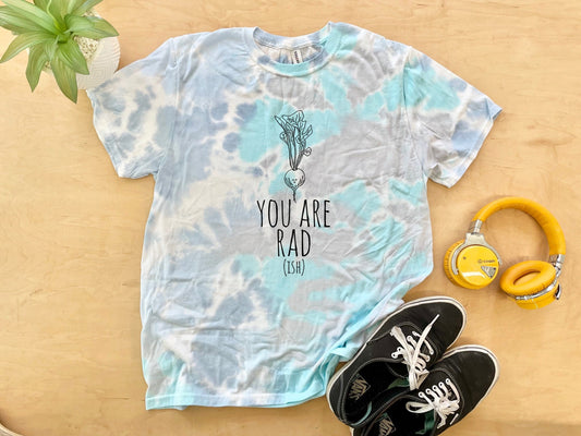 You Are Radish - Rad(ish) - Mens/Unisex Tie Dye Tee - Blue