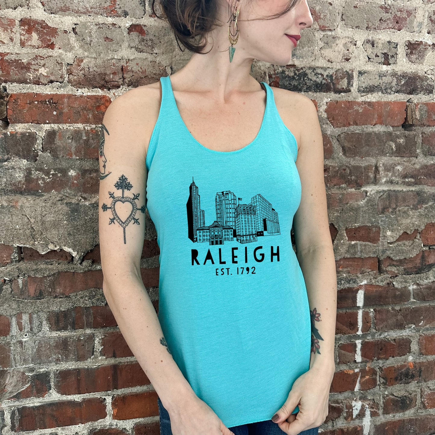 Raleigh Skyline (NC) - Women's Tank - Heather Gray, Tahiti, or Envy