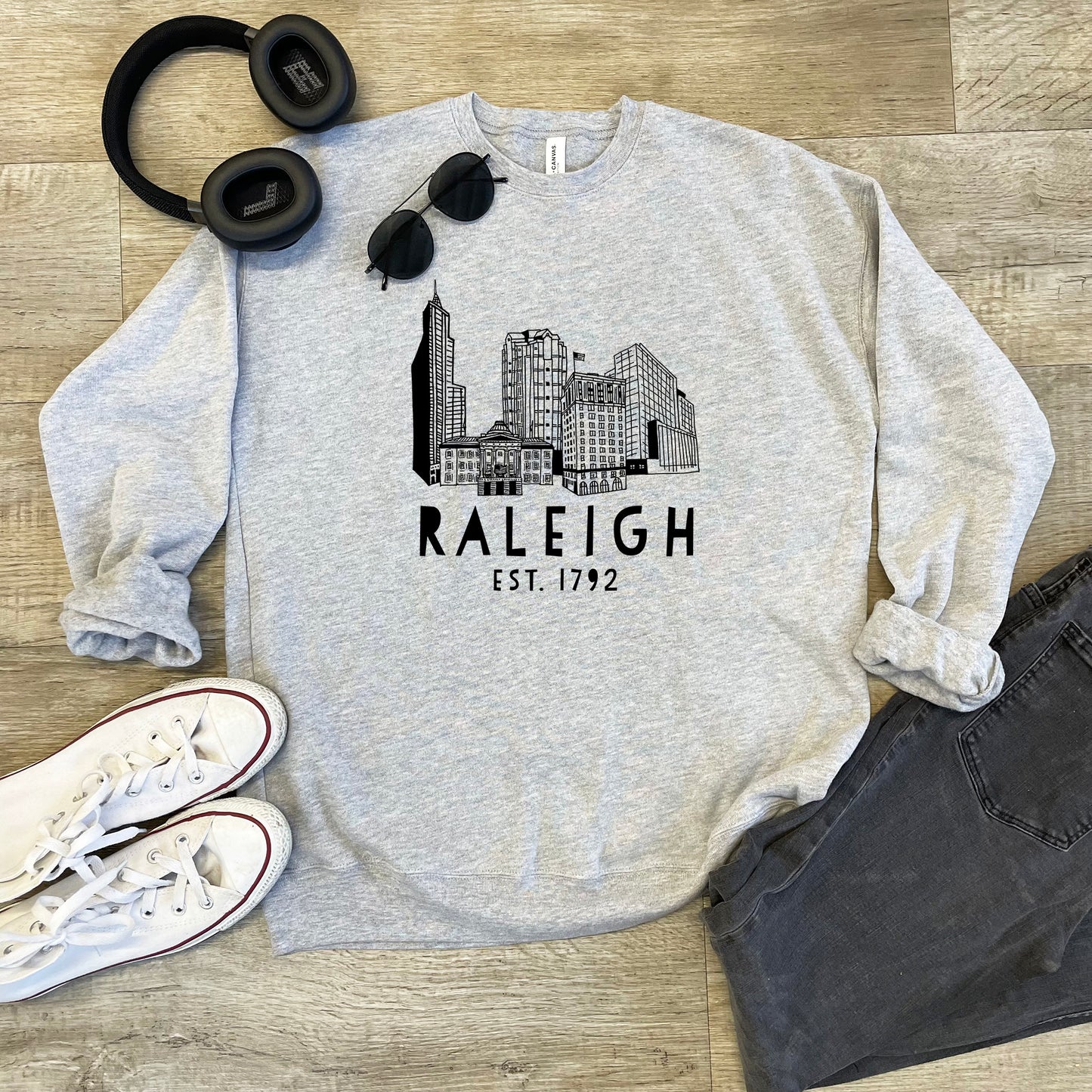 Raleigh Skyline (NC) - Unisex Sweatshirt - Heather Gray or Dusty Blue