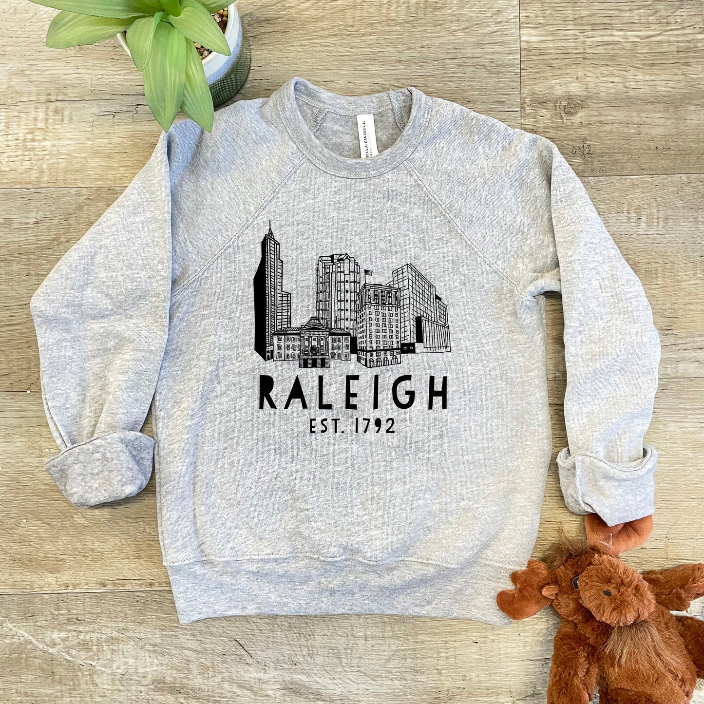 Raleigh Skyline (NC) - Kid's Sweatshirt - Heather Gray or Mauve