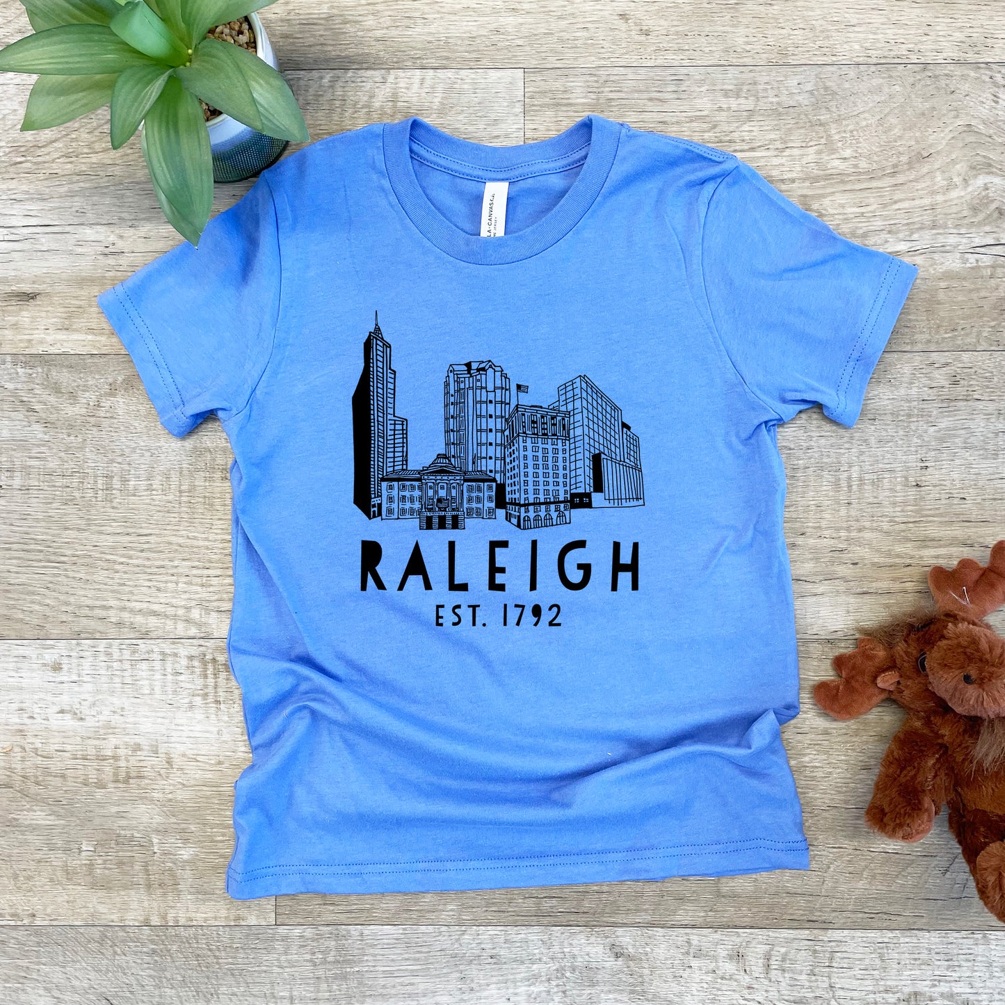 Raleigh Skyline (NC) - Kid's Tee - Columbia Blue or Lavender