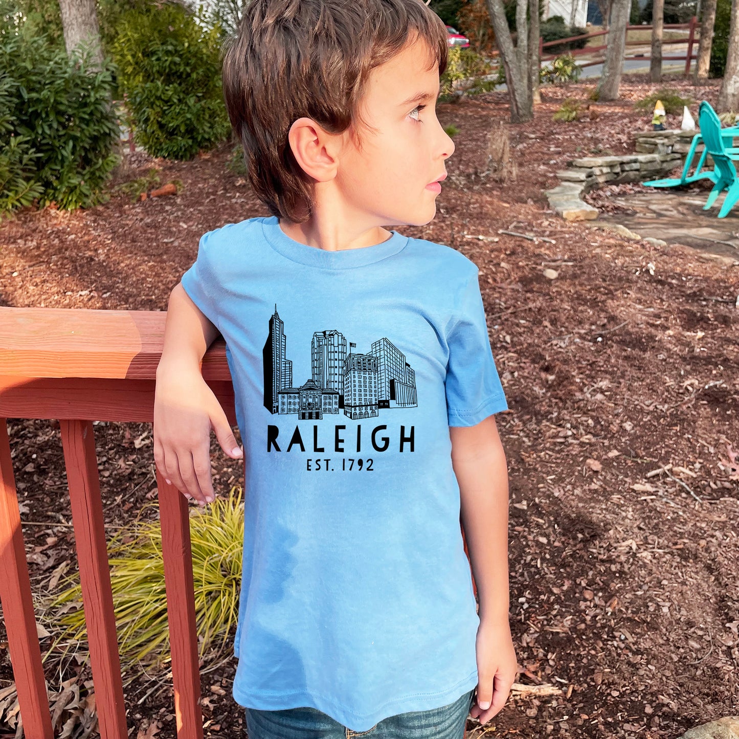 Raleigh Skyline (NC) - Kid's Tee - Columbia Blue or Lavender