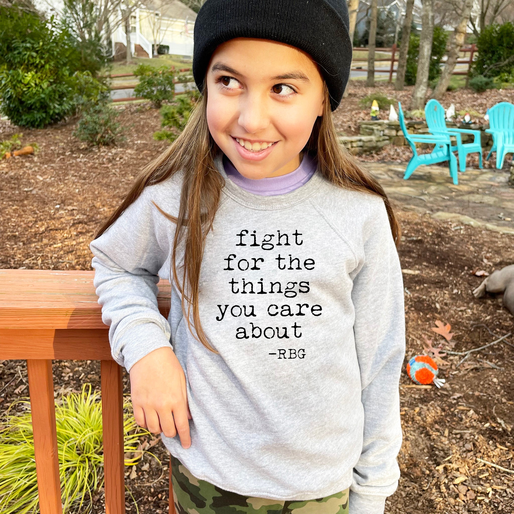 Fight Quote RBG (Ruth Bader Ginsburg) - Kid's Sweatshirt - Heather Gra