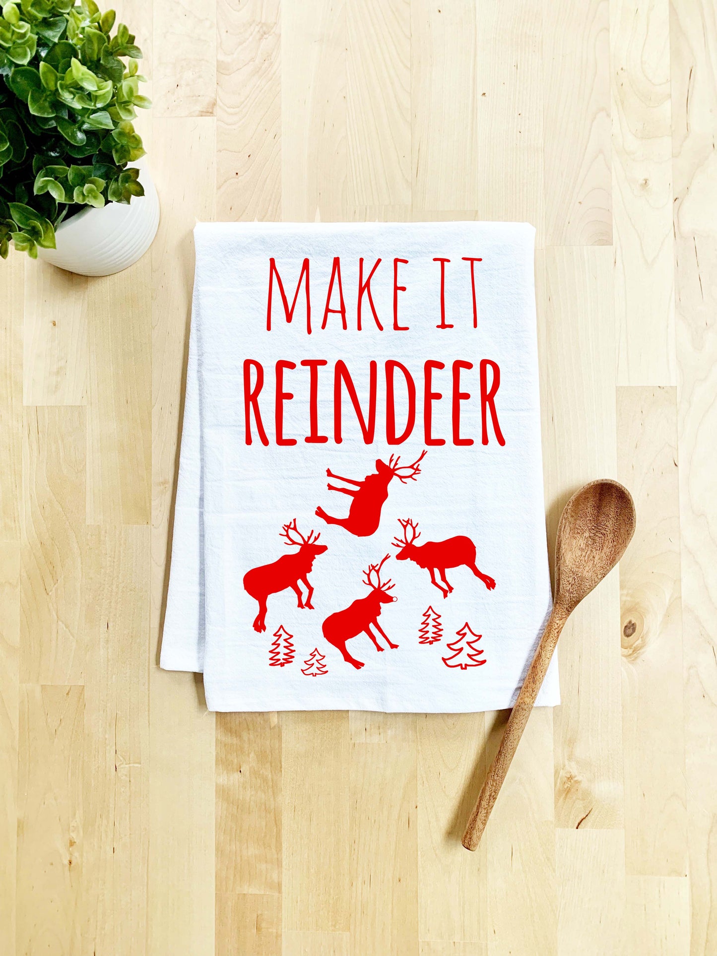 Make It Reindeer Dish Towel - White - MoonlightMakers
